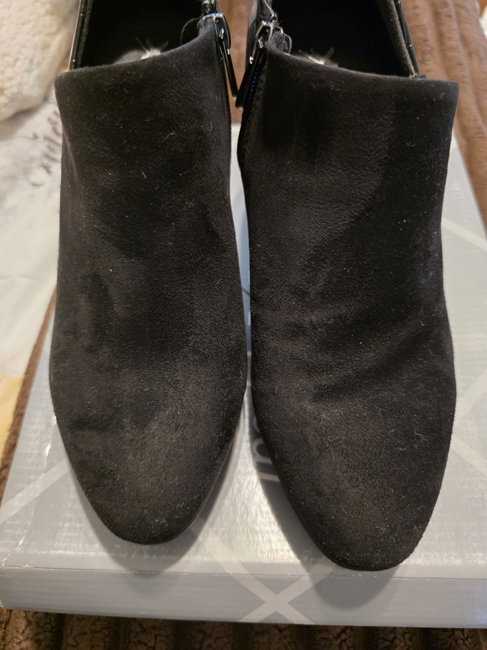 Xappeal Black Suede Ankle Booties with Side Zipper
